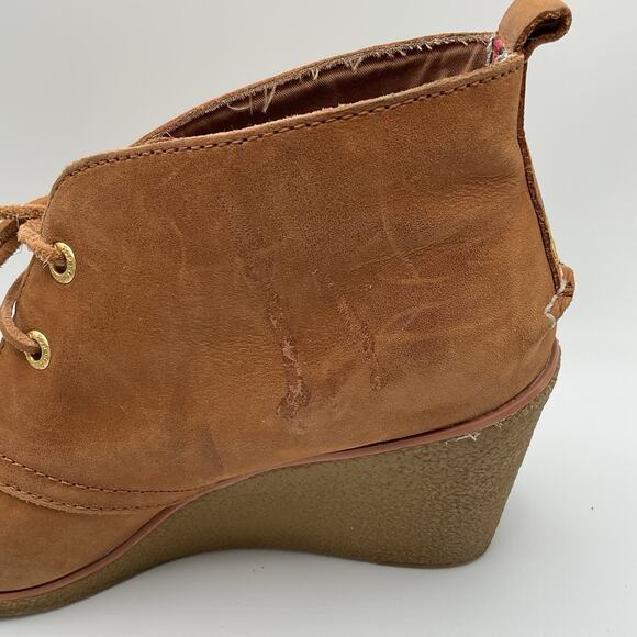 Sperry‎ Top Sider Ankle Boots Womens 7.5M Brown Leather Wedge Booties Lace Up - Picture 8 of 15